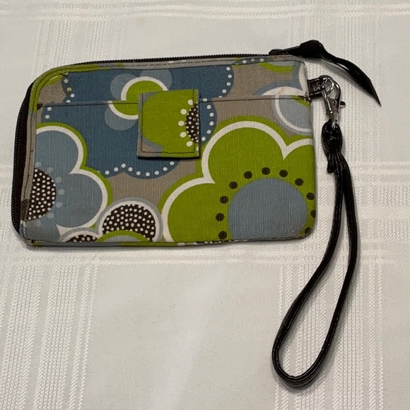 thirty-one Handbags - thirty-one Floral Wristlet with Green and Blue Accents
